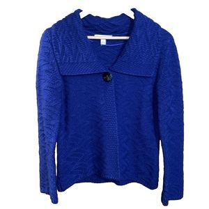 JM Collection Cardigan Women's Medium Blue One Button Jacket